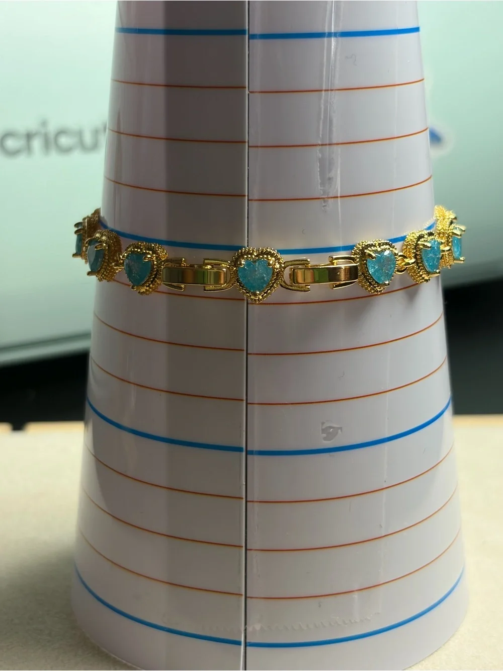 Gold-Plated Bracelet with Turquoise Heart Stones
